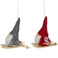 thumbnail image 3 of Northlight Ensemble de 2 Ornements de Noël Gnomes Rouges et Gris 5 Pouces, 3 of 6