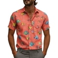 thumbnail image 1 of Mens Casual Manga Corta Botón Abajo Camisas Moda Impreso Cuello Superior para el Ocio, Trabajo, Vacaciones, 1 of 5