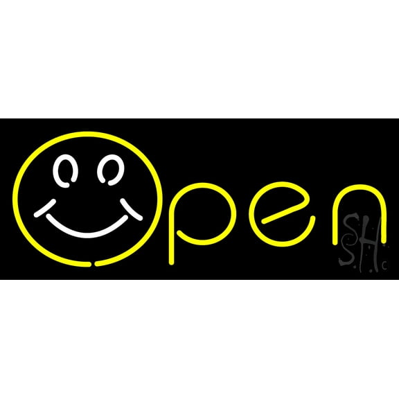 Open LED Neon Sign 13 x 32 - inches, Clear Edge Cut Acrylic Backing, with Dimmer - Bright and Premium built indoor LED Neon Sign for storefront.