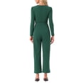 thumbnail image 3 of INSPIRAR CHIC Mono de Mujer con Cuello en V de Manga Larga, Cintura Ajustable, Pierna Ancha, Pantalones Largos Elegantes de Punto XS Verde Oscuro, 3 of 5