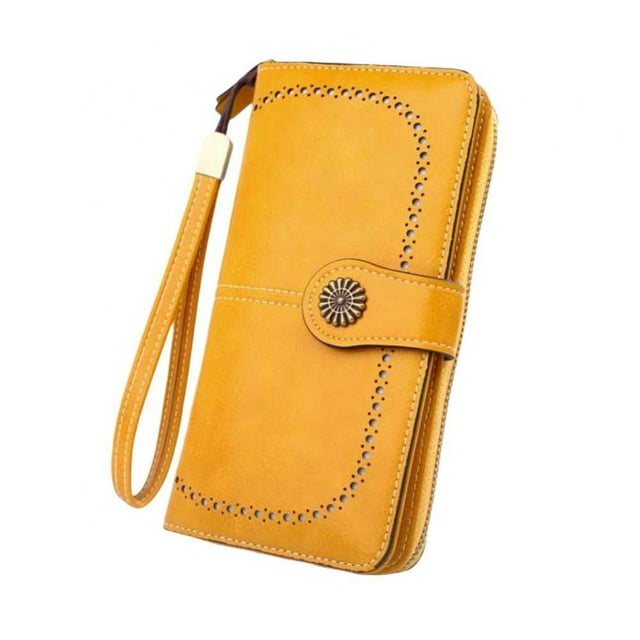 SUTENGDA Portefeuille-Poignet en Cuir PU pour Femmes Jaune