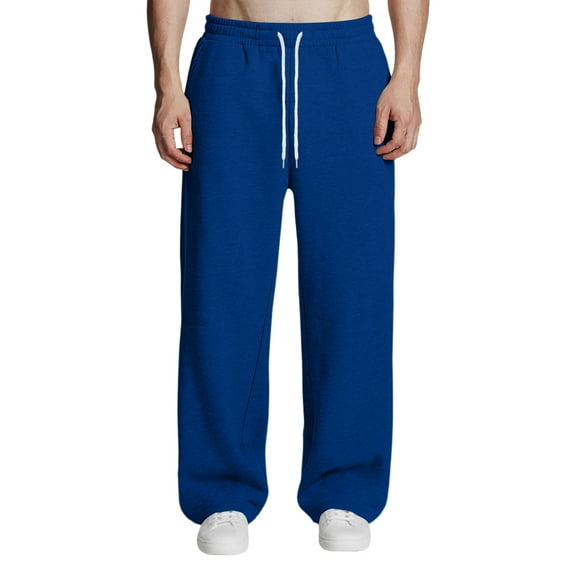 HKYNLAG Men's Baggy Sweatpants Loose Fit Elastic Waist Drawstring Wide Leg Lounge Sweat Pants with Pockets Streetwear Track Pants Royal Blue 2XL