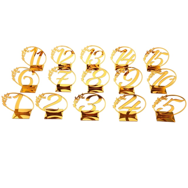 Shisuyan Golden Plastic Table Number Signs for Decor Simple and Chic 15pcs