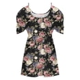 thumbnail image 4 of IROINNID Womens Casual Classic Flower Printed Tunic Tops Crewneck Short Sleeve Off Shoulder Blouse, 4 of 5