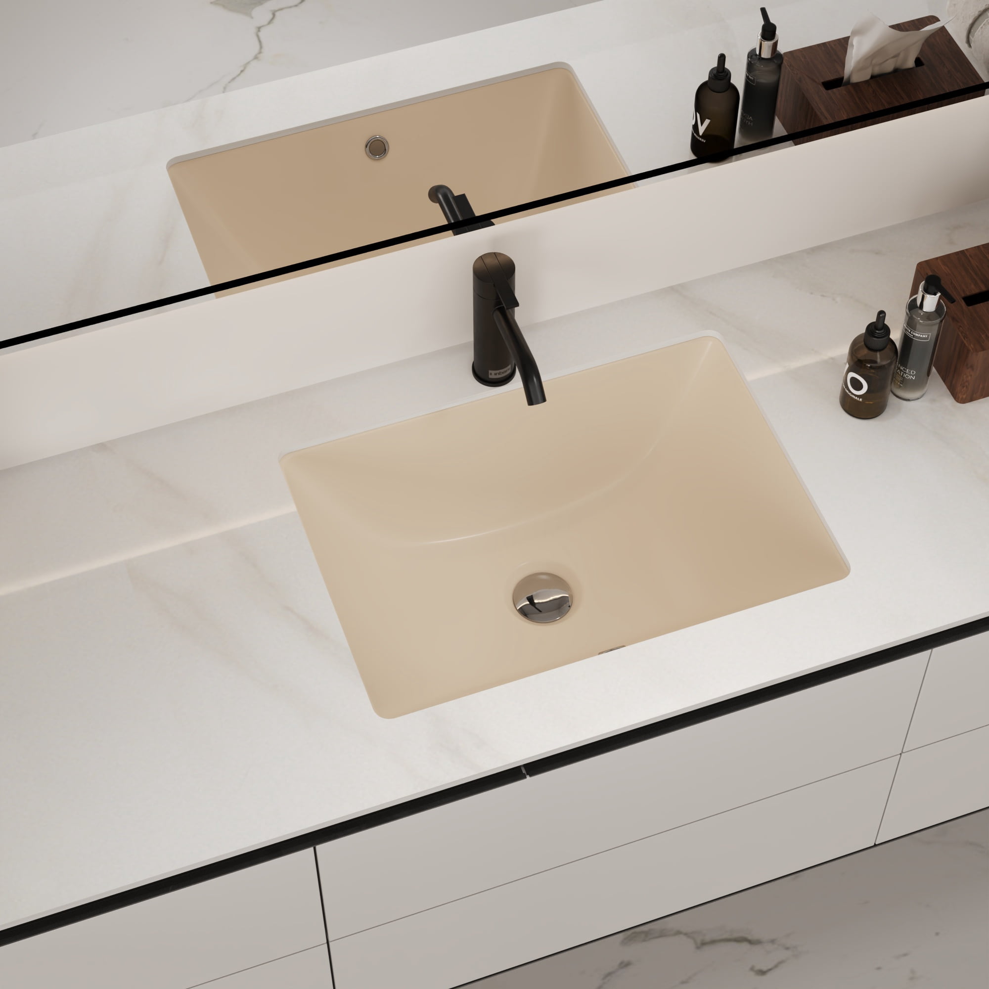 DV-1U306BN DeerValley Ursa Undermount Bathroom Sink 18" X 13" Rectangular Vitreous China with