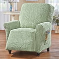 thumbnail image 2 of Collections Etc Embossed Tropical Design Stretch Furniture Cover Sage Recliner, 2 of 6