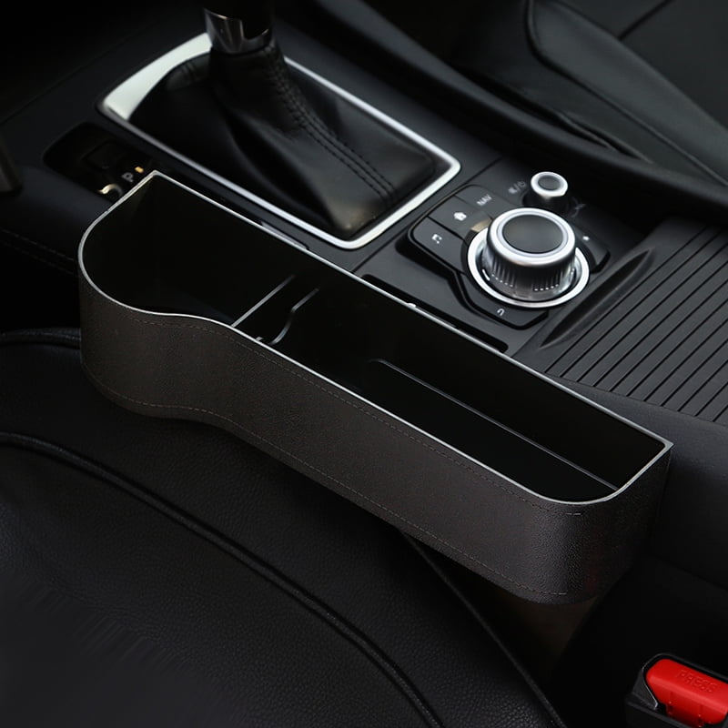 1pc Plastic Catcher Box Caddy Car Seat Gap Filler Pocket Storage Organizer Beige