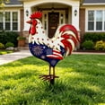 thumbnail image 5 of erdimoy 4th of July Patriotic Metal Rooster Yard Stake, 12" Red White Blue Garden Decoration with Stars, Fireworks & American Flag Design, 5 of 6