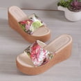 thumbnail image 5 of Nrmvnmi 2024 Women's Wedge Slipper Open Toe Summer Floral Platform Solid Color Floral Wedge Sandals Red Mothers Day Gifts, 5 of 6