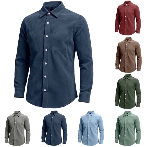 Sookity Mens Button Shirts Long Sleeve Lapel Collared Business Casual Dress Shirts Polos Long Sleeve Shirts for Men Big and Tall Mens Button Down Shirts Army Green,L