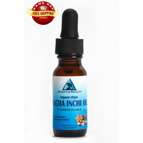 Sacha inchi oil unrefined organic virgin cold pressed pure glass dropper 0.5 oz