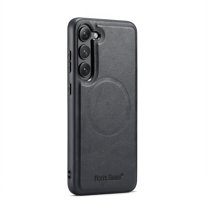 Compatible with Samsung Galaxy S23 Magnetic Case, Classic Premium PU Leather TPU Hybrid MagSafe Ultra Slim Protective Skin Friendly Shockproof Case Cover for Samsung Galaxy S23, Black