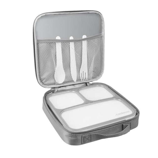 Lonchera térmica Redlemon tipo Bento Box 3 Divisiones sellado hermético Incluye Funda y Cubiertos
