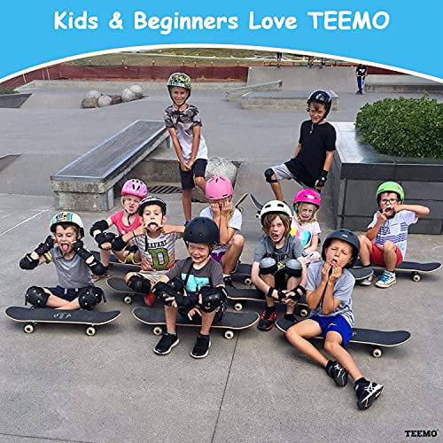 7-Ply Canadian Maple Deck TEEMO Skateboard for Beginners 31 x 8 Complete Skateboard Double Kick Concave Standard Skateboard for Kids Teens & Adults