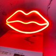 thumbnail image 3 of Letreros de luz de neón de labios Luz de pared de neón con batería o lámpara que funciona con USB que se iluminan para el hogar, la habitación de los niños, el bar, la fiesta festiva, la decoración de Feliz Sencillez, 3 of 5
