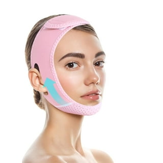 Chin Strap for Double Chin for Women，Reusable V Line Lifting Mask，Chin Up  Mask Face Lifting Belt Face Slimming Strap，Pink 