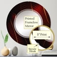thumbnail image 5 of DESIGN ART Designart 'Ruby Red Fabric With Gold Line I' Printed Modern Wall Mirror 24in.x24in., 5 of 5