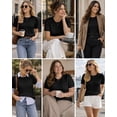 thumbnail image 6 of QUALFORT Women’s Short Sleeve Cable Knit Sweater, Crew Neck Lightweight Pullover, Black, Size L, 6 of 7