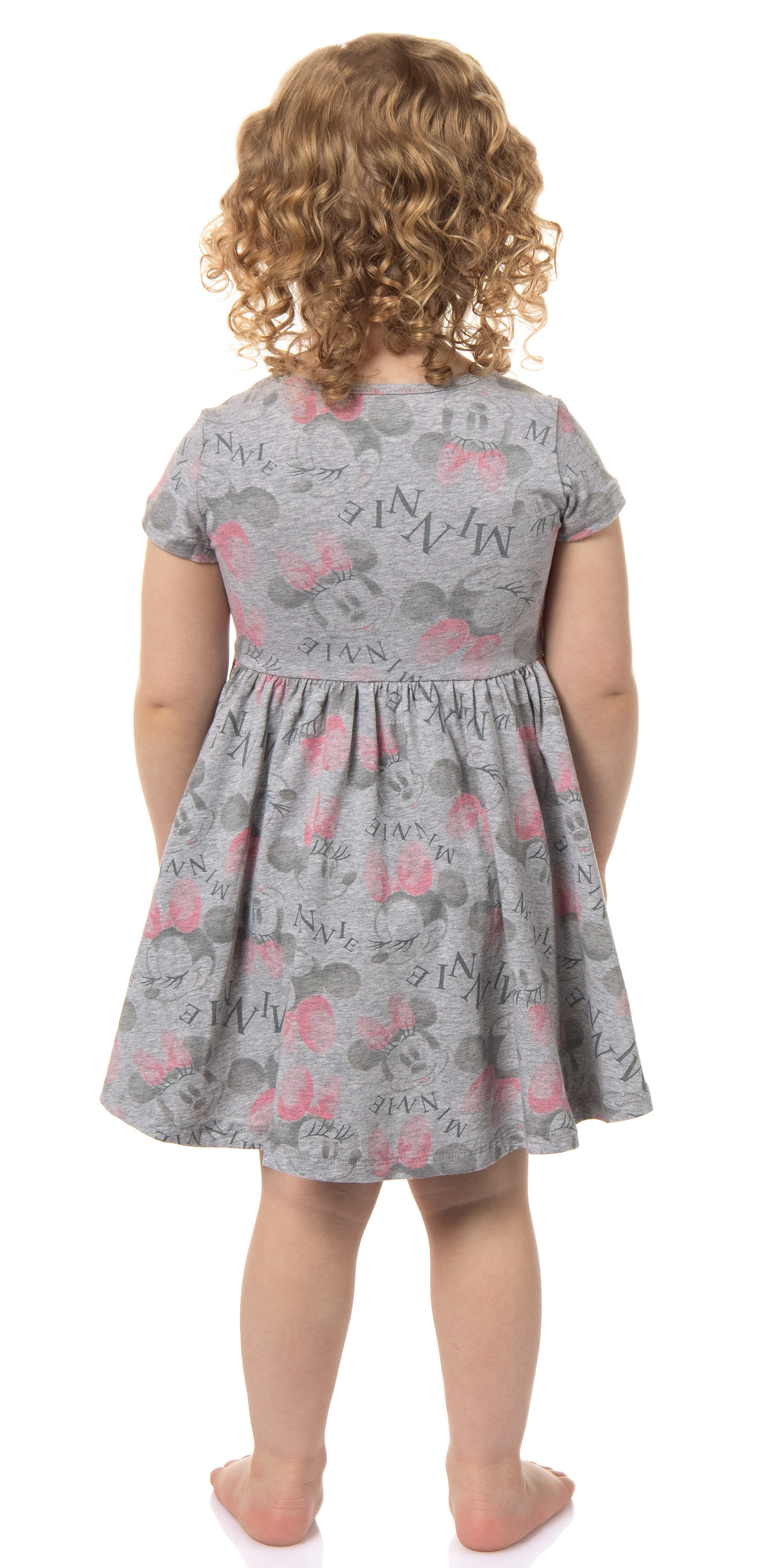 Disney Toddler Girls' Minnie Mouse Pink Bow Allover Print Design Dress