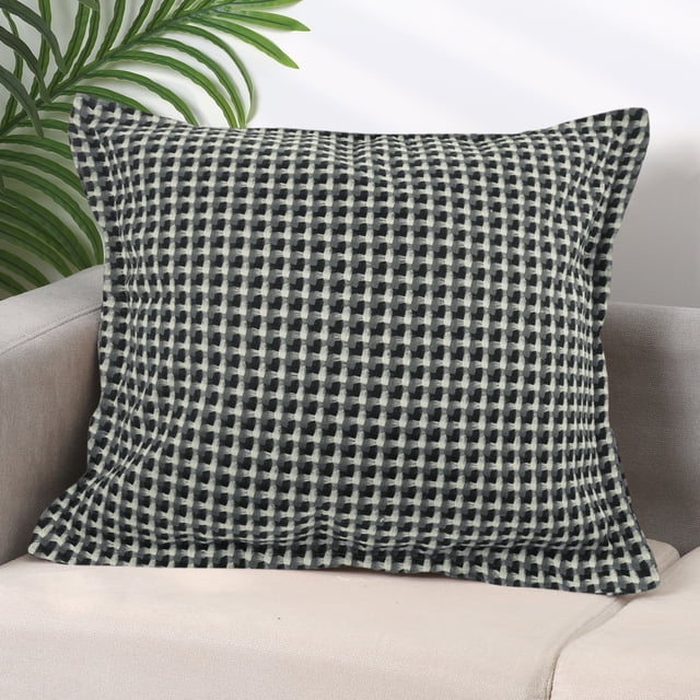REGALWOVEN 1 Pc Fundas de Almohada a Cuadros con Patrón Fundas Decorativas Retro Cuadradas Gris Cuadrado 18" x 18"