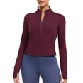 thumbnail image 3 of Pinspark Women's Running Workout Athletic Jackets Lightweight Long Sleeve Yoga Jacket Cropped Zip Up Active Jacket with Pockets, 3 of 8