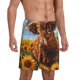 thumbnail image 2 of Balery Cloud Sky Sunflower Cow Pantalones cortos de pijama de punto de algodón para hombre con cinturilla y bolsillos-Medium, 2 of 6