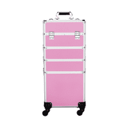 SmileMart Professional Aluminum Makeup Case with Wheels, Pink