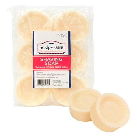ScalpMaster 6 Pack Professional Barber Shaving Lathering Soap, WHITE,