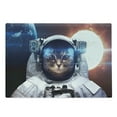 thumbnail image 1 of Space Cat Cutting Board, House Cat in Galaxy Outer Space with World and Sun Backdrop, Decorative Tempered Glass Cutting and Serving Board, Large Size, Pale Yellow White, by Ambesonne, 1 of 1
