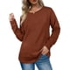 thumbnail image 2 of Camisa de mujer Ticfox cuello redondo dobladillo curvado manga larga color caramelo M, 2 of 6