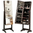 thumbnail image 1 of Gymax Jewelry Cabinet Armoire Lockable Standing Storage Organizer w/Full-Length Mirror, 1 of 10