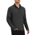 thumbnail image 4 of INSPIRE CHIC Men's 1/4 Pullover Zip Long Sleeve Sun Protection Athletic T-Shirts M Black, 4 of 6