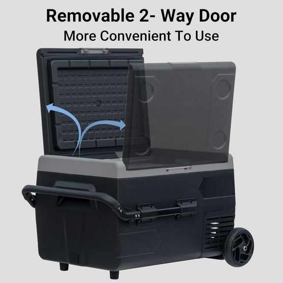 SMAD 12V/24V Car Fridge 50L Camping Mini Fridge Freezer, Quiet Electric Compressor Cool Box, Black