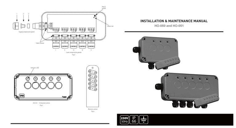 GREENCYCLE 1 Set 15A 5-Gang Junction Box Weatherproof Outdoor Switched with 5 x Push Switches w/indicators and 6 x 20mm Cable Gland and Remote Power Switch IP66 Rated (1PK Box, 1PK Remote Control)