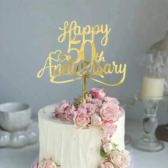 Adornos para tartas Sleyberoy, acrílico, feliz 50 aniversario, x1