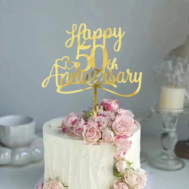 Adornos para tartas Sleyberoy, acrílico, feliz 50 aniversario, x1
