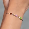 thumbnail image 4 of Gem Stone King 925 Silver and 10K Yellow Gold Red Garnet Pink Moissanite Green Peridot and Lab Grown Diamond Tennis Bracelet for Women By Keren Hanan (2.53 cttw, Adjustable up To 9 inch), 4 of 4