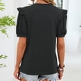 thumbnail image 6 of Cmfcve Women's Tunic Tops V Neck Puff Short Sleeve T Shirt Casual Dressy Blouses Solid Color Loose Fit Summer Blouse, 6 of 6
