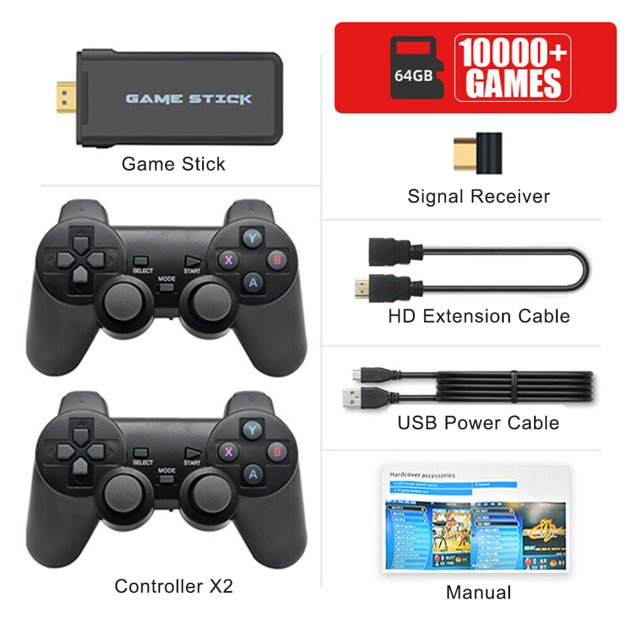 sweethay Consola de videojuegos de TV 4K con controlador inalámbrico de 2,4G compatible con CPS PS1 juegos clásicos consola de juegos Retro Videojuegos y accesorios 64G