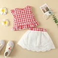 thumbnail image 3 of WIBACKER 3M-3Y Toddler Baby Girl Plaid Shirt Soft Ruffled Tank Top + Lace Skirt with Bow Summer Infant Outfits Set, 3 of 9