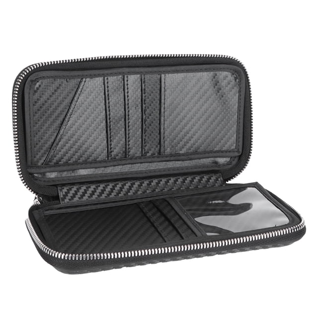 Cartera portátil con cremallera Bolsa de negocios de fibra de carbono Titular de la tarjeta Bolsa 21x11x3.5cmNegro