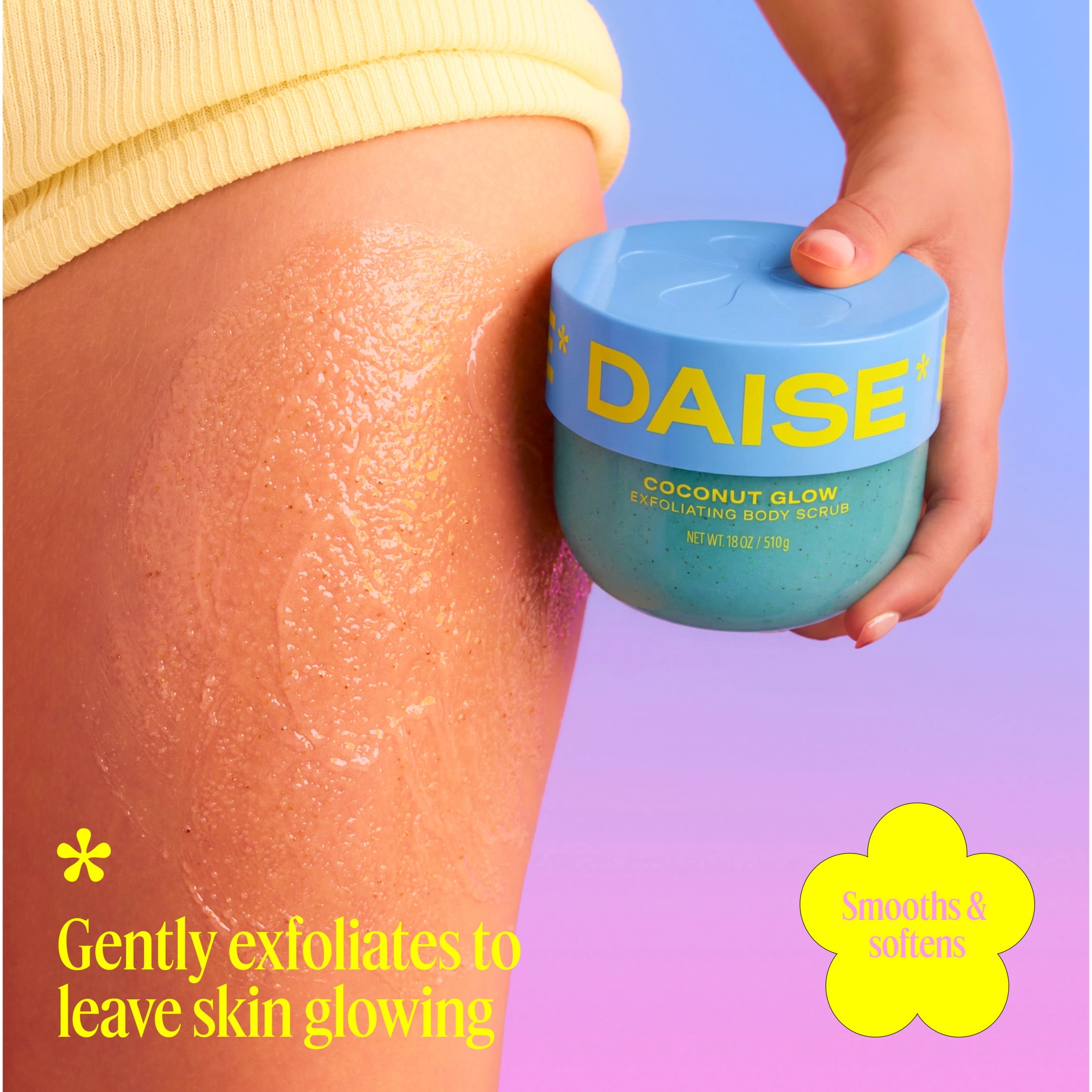 DAISE Exfoliating Body Scrub in Coconut Glow, For Soft Glowing Skin, 510 g