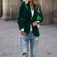 thumbnail image 2 of MORTTIC Women's Elegant Blazer - Single Button Long Sleeve Jacket, Spring/Fall Office & Casual Wear Green S, 2 of 6