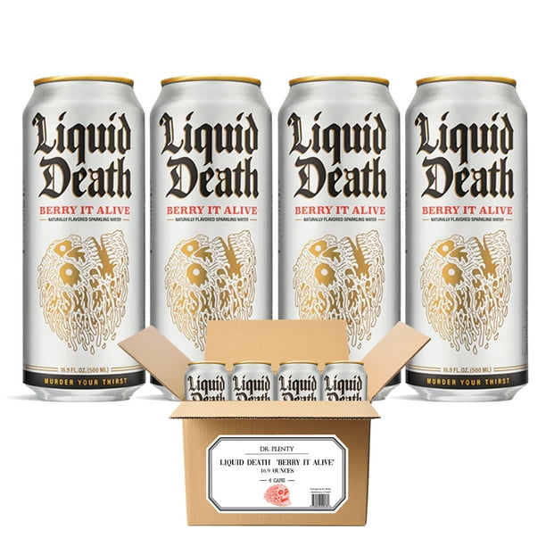 Liquid Death Berry it Alive (4 Cans) Flavored Sparkling Water, 16.9 oz Cans
