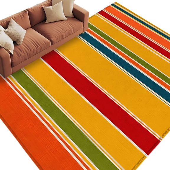 Retro Minimalist Striped Area Rug 5x7 Washable Rug Non Slip Classic Lines Geometric Pattern Large Area Rug Soft Stainresistant Indoor Floor Carpet for Living Room Bedroom Home Office Dining Room