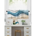 thumbnail image 5 of Valances for Windows Blue Brown Rod Pocket Cafe Window Treatments Valance Curtains for Kitchen Bathroom Laundry Basement Windows 42"x18", 5 of 9