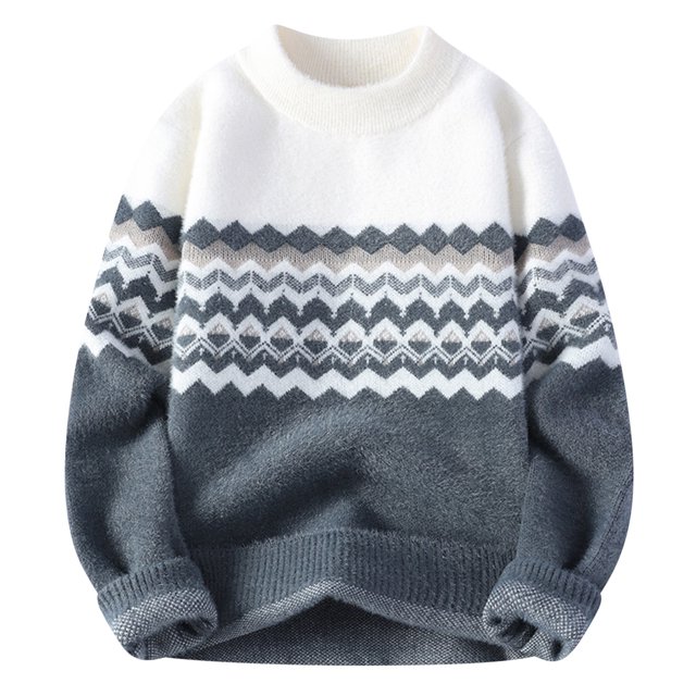 Pisexur Chandails Hommes Doux et Confortables Chandails d'Automne Chandails Décontractés Tricotés Chandails Chauds Chandails Col Rond Chandails Manches Longues Col Rond Gris,2TG