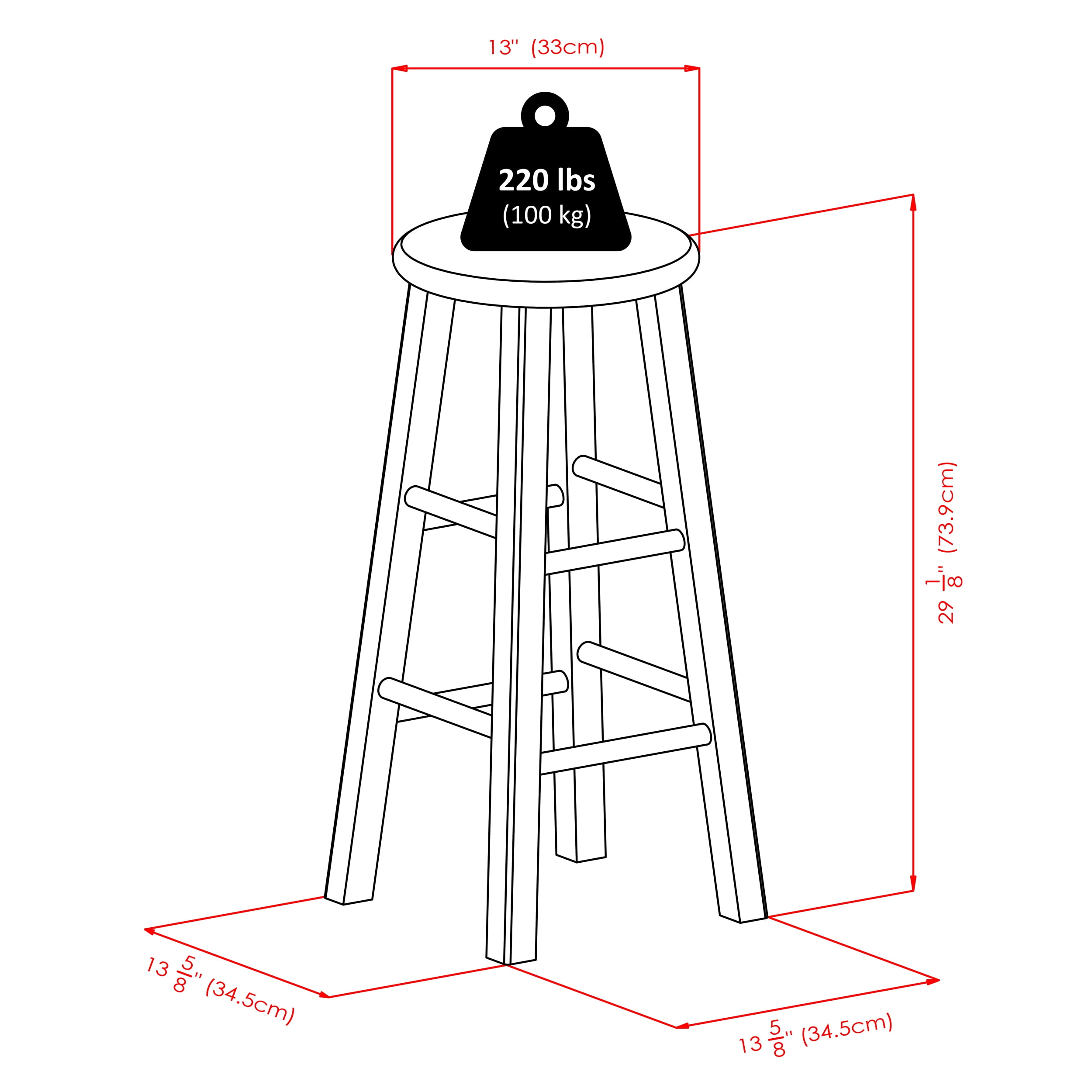 Winsome Ivy 29" Bar Stool, Rustic Gray & Teak Finish