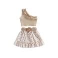 thumbnail image 1 of Sunloudy Kids Girl Summer Outfits,One Shoulder Ribbed Tank Tops Elastic Ruffle Floral Skirt with Belt Set for 18 Months - 6 Years, 1 of 6