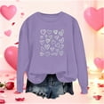 thumbnail image 1 of Mceream Valentines Chandails en Molleton pour Femmes Mode Imprimé Cœur Graphique Manches Longues Chemises Surdimensionnées Col Rond Chandail Tops Grande Taille Violet TG, 1 of 5